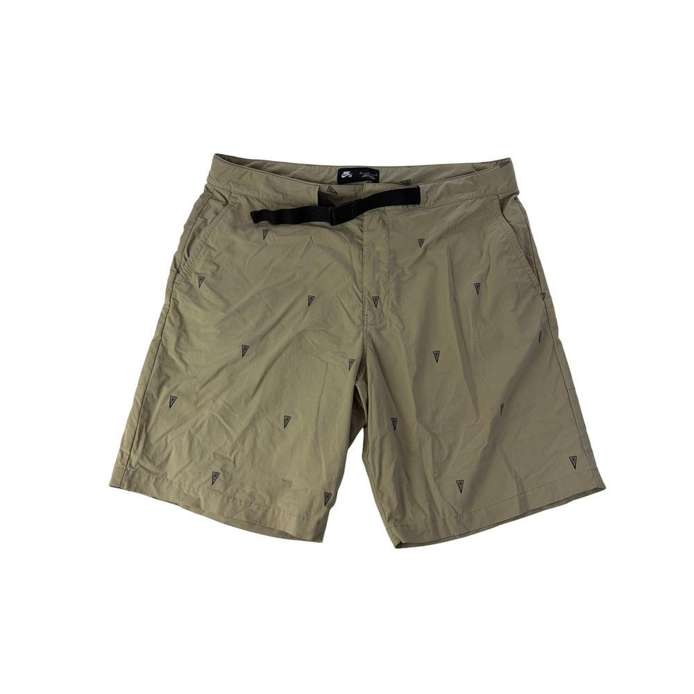 Nike Shorts Mens 36 Dri-Fit SB Belted Chino Everett Geometric Print Khaki Tan